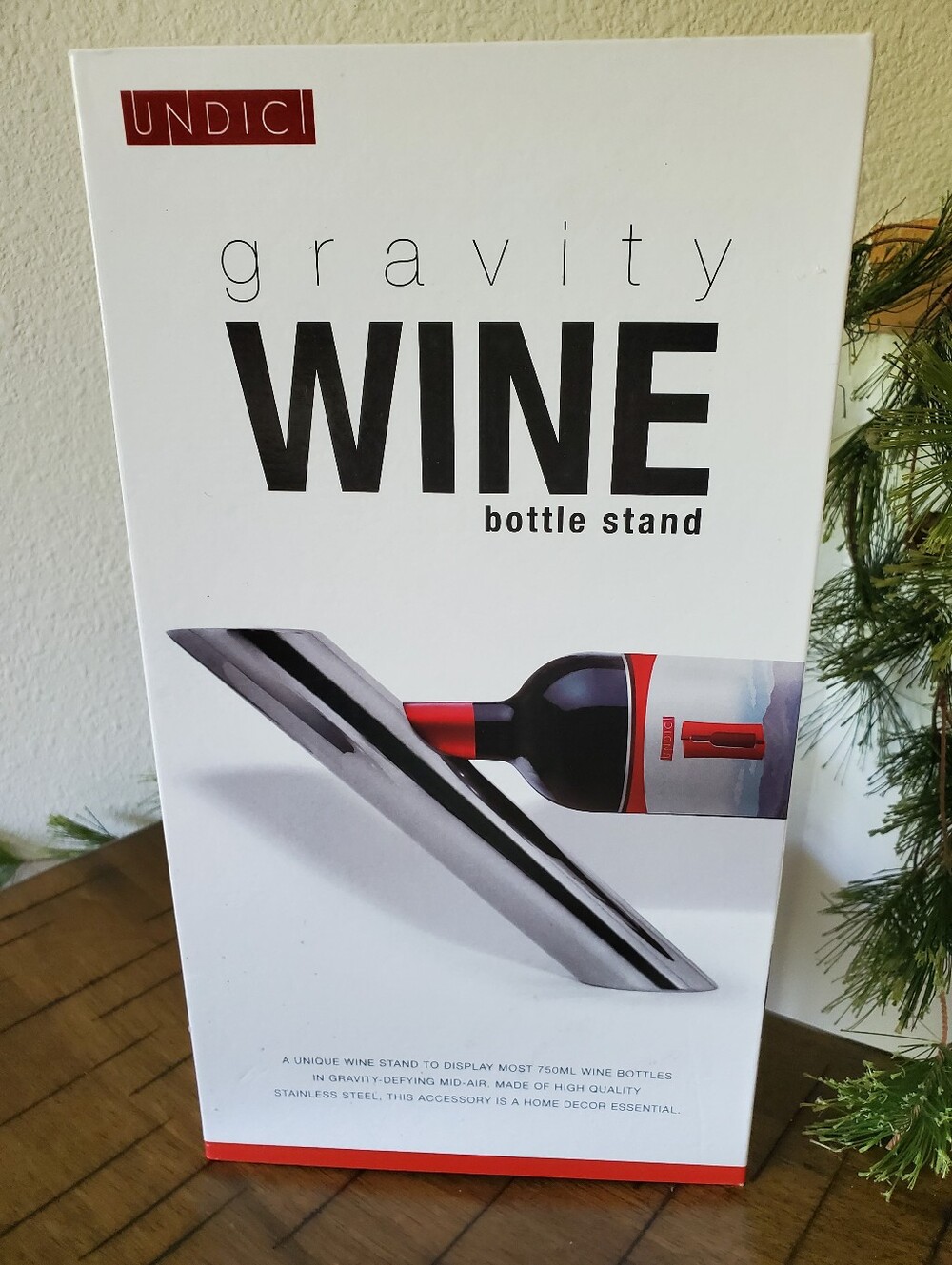 Undici Gravity Wine Bottle Stand Stainless Steel Balancer Holder NIB New In Box